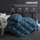 UNIKOME Pinch Pleat Goose Feather Down Comforter - 20% Extra Fill, 108oz, All Season Duvet Insert with 100% Cotton Cover, Cloud-Like Fluffiness (Navy, King,106"X90")