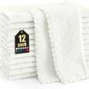 Homaxy 12 Pack Kitchen Dish Cloths (10 x 10 Inches, White), Super Soft and Absorbent Coral Velvet Dish Towels, Nonstick Oil Fast Drying Microfiber Cleaning Cloth, No Lint Household Dishcloths