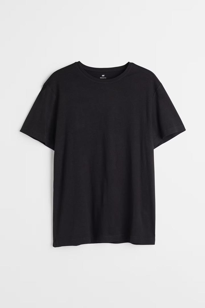 H&M Men's Size L Plain Black Short Sleeves T-Shirt