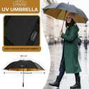 TopShade Golf Umbrella 60 Inch - Large 52-Inch Diameter Single Canopy, Wind Resistant Fiberglass Frame, Gold UV Protection, Auto Open - Black/Gold