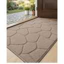 DEXI Front Door Entryway Mat Non Slip, 2x3 ft Washable Inside Entrance for House Floor Low Profile, Thin Entry Doormat Absorbent Dirt Trapper, Pebble Beige