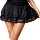 Avidlove Women's Pleated Mini Skirt Lace High Waisted Ruffles Lingerie Short Skirts Black S