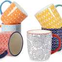 Selamica 10 oz Coffee Mugs Set of 6 with Handle, Coffee Cups Ceramic for Cappuccino Latte Cocoa Milk Tea, Dishwasher Microwave Safe, Assorted Colors