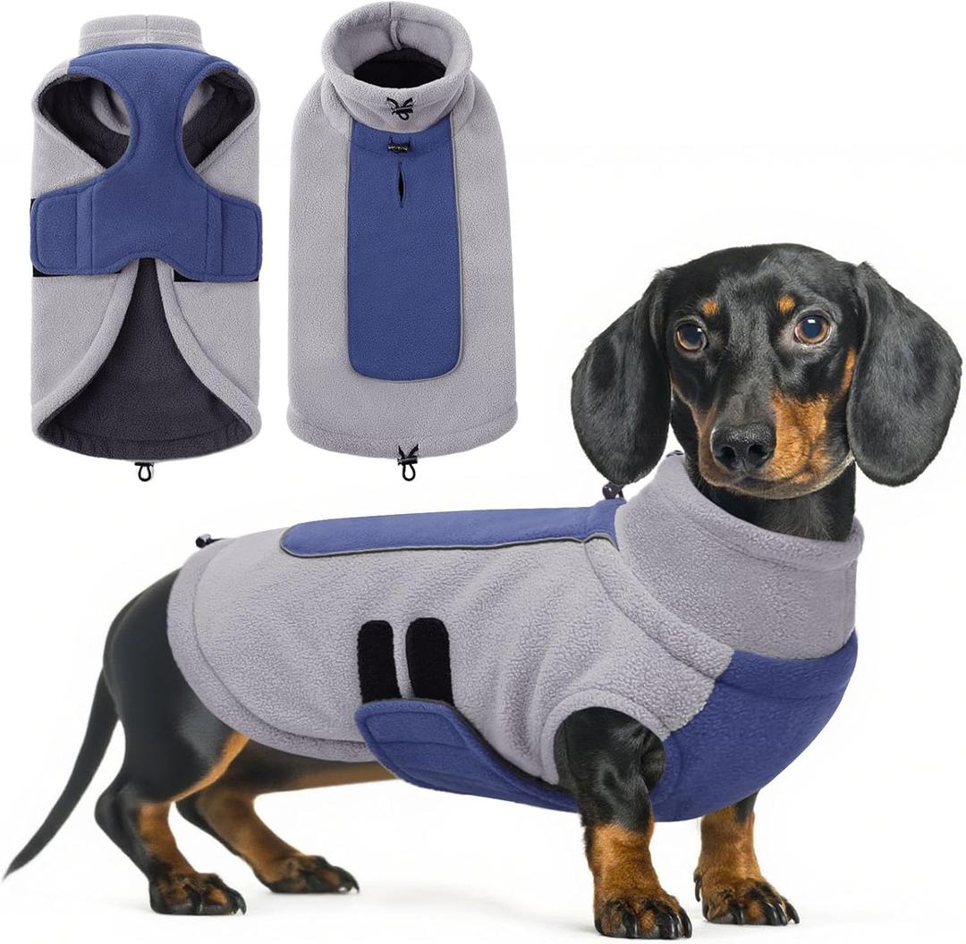 Queenmore Dog Sweaters for Medium Dogs Girl or Boy Soft Fleece Dog Sweater Pullover Vest Sweatshirt Dachshund Sweater Winter Jackets for Dogs Cats Yorkie Chihuahua Bulldog, Blue M