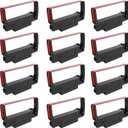 Compatible Ink Ribbon for ERC30 ERC34 ERC38 Black/Red, for POS Receipt & Kitchen Printers, with Advanced Ultrasonic Welding Technology, Individually Sealed for Freshness and Longevity (12p)