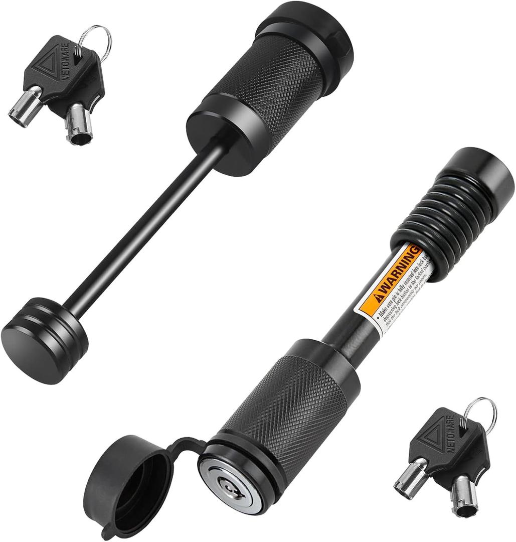 METOWARE Keyed Alike Trailer Hitch Receiver& Coupler Lock Kit, 5/8" Dia 3-1/2 Long Hitch Pin Trailer Hitch Lock for Class III IV Receiver, 1/4 Dia 3-1/2 Long Hitch Pin Coupler Lock (5/8" Dia(3-1/2" Span)+1/4" Dia(3-1/2" Span))