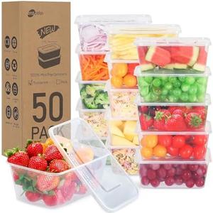 Ensbelei 34oz Meal Prep Containers, 50Pcs Food Prep Containers with Lids, Disposable To Go Containers, Plastic Food Storage Containers with Lids, Stackable, Microwave/Dishwasher/Freezer Safe