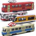 OTONOPI Toy Train Set Subway Bullet Train High Speed Locomotive Engine Die Cast Model Car for Kids Pack of 4