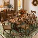 RELEANY Area Rugs 8'x10' Washable Non-Slip, Floral Vintage Distress Print Pattern Medallion Carpet for Living Room Bedroom Dining Room, Brick Red Rust Neutral Brown Burnt Orange Green