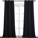 NICETOWN Halloween Black Out Curtain Panels - Home Decoration Thermal Insulated Solid Grommet Blackout Curtains/Drapes for Hall/Dining Room (Set of 2, 42 inches by 90 Inch, Black)