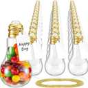 Tessco for you 48 Pieces 100 ml Plastic Light Bulb Jars with Card and String, Light Bulb Candy Containers Clear Candy Jars Fillable Lightbulb Ornaments for Birthday Crafts Party Favors(Gold)