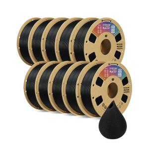 OVERTURE 10KG Bundle PLA Filament 1.75mm, Neatly Wound 3D Printer Filament 10 Pack 1kg Spool (2.2lbs), Dimensional Accuracy +/- 0.02 mm, Fit Most FDM 3D Printers (Black 10-Pack)