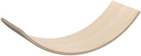 ALIESTFDNO 32 Inch Rocker Board Sensory Training Kids Balance Board Rocking 300 Lbs Capacity with Solid Wood Glossy Finish for Home School Yoga Imaginative Play (TYBB002)