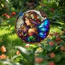 Fairy Butterfly Stained Glass Suncatcher, 8 Inch | Stained glass window hanging for indoor decor, Gift for family, friends, faith or nature lovers