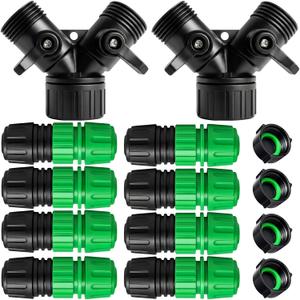 Soaker Hose Fittings Expansion Kit – Extend & Repair Irrigation System, Leak-Resistant Lock Nut Connectors, Hose Splitter with Valve, Couplers & End Plug for 1/2 Inch Tubing