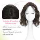 Ms Taj 11" Short Wavy Hair Topper for Thinning Hair, Lightweight Synthetic Hairpiece for Women, 6.5x6.5 Inch Breathable Base for Natural Volume & Crown CoverageHighlighted Dark Brown