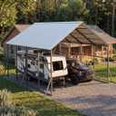 GarveeLife 20x20 ft Vertical Roof Metal Carport, Heavy-Duty 2 Cars Car Port | 120 Steep-Pitch Roof for Snow Shedding / 173" High-Clearance / for RVs & Tractors / Reinforced Frame for All Weather