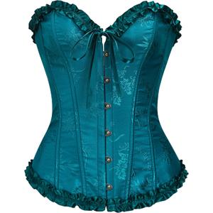 YUNAR Women's Halloween Victorian Floral Lace Bustier Overbust Corset tops for women Plus Size (Medium)