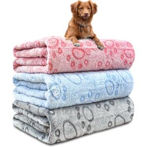 3 Pack Dog Blankets for Small Dogs, 23''x16'' Washable Dog Blanket, Soft Pet Blankets for CatRabbitGuinea Pig Small Animal Fleece Bedding Cute Claw Pattern Rabbit Bedding (Paw Print)