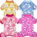 XPUDAC 4 Pack Dog Pajamas for Small Dogs Cats Plaid Dog Clothes Puppy Onesies Pet Christmas Pajamas Puppy Jumpsuits Pet Pjs Shirt Apparel (X-Small(Chest-12" Back-8" Neck-9"))