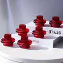 VOHO Vintage Red Candlestick Holders for Christmas Decorations, 6pcs Stackable Candle Stick Candle Holder for Valentines Day Decoration, Ribbed Taper Candle Holders for Candlesticks & Tea Lights