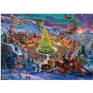 Christmas Village Advent Calendar Puzzles for Adults 1000 Pieces Winter Beautiful Scenic, Christmas Advent Countdown Jigsaw Puzzles, Xmas Holiday Tree Nutcracker Snowman Puzzle 2 Boxes