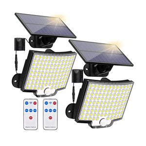 Solar Lights Outdoor, 106 LED 3000LM Solar Powered Motion Sensor Flood Lights with Remote, Dusk to Dawn Led Solar Security Wall Lights with 16.5Ft Cable IP65 Waterproof for Outside, Garage, 2 Pack