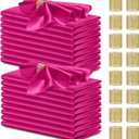 40 Pack Satin Napkins and Napkin Rings Set of 20 Hot Pink Satin Table Napkins 17 x 17 Inch, 20Pcs Silky Cloth Napkins for Wedding Party Banquets Dinner