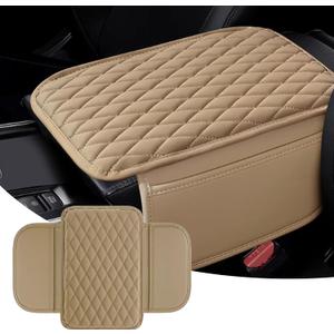 Car Center Console Cover, Upgraded Leather Arm Rest Cover for Car SUV, Car Middle Armrest Console Cover with 2 Storage Bags Scratch Resistant Waterproof Universal Car Accessories (Black)