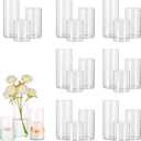 Glass Cylinder Vases Set of 24, Hewory Tall Clear Vase for Centerpieces, Glass Hurricane Candle Holders for Pillar or Floating Candles, Round Vases for Wedding Anniversary Events Table Decor, 3.3in