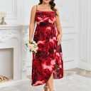 SCOMCHIC Women's Plus Size Sleeveless Spaghetti Strap Cowl Neck Dress (XL)