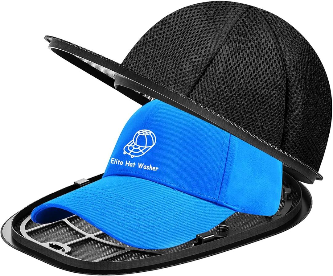 Eiito Hat Washer Cage,Hat Washing Machine with Frame Cage and Hat Washer Bag,Baseball Hat Washer,Suitable for Adult and Kid's 1-Pack Black