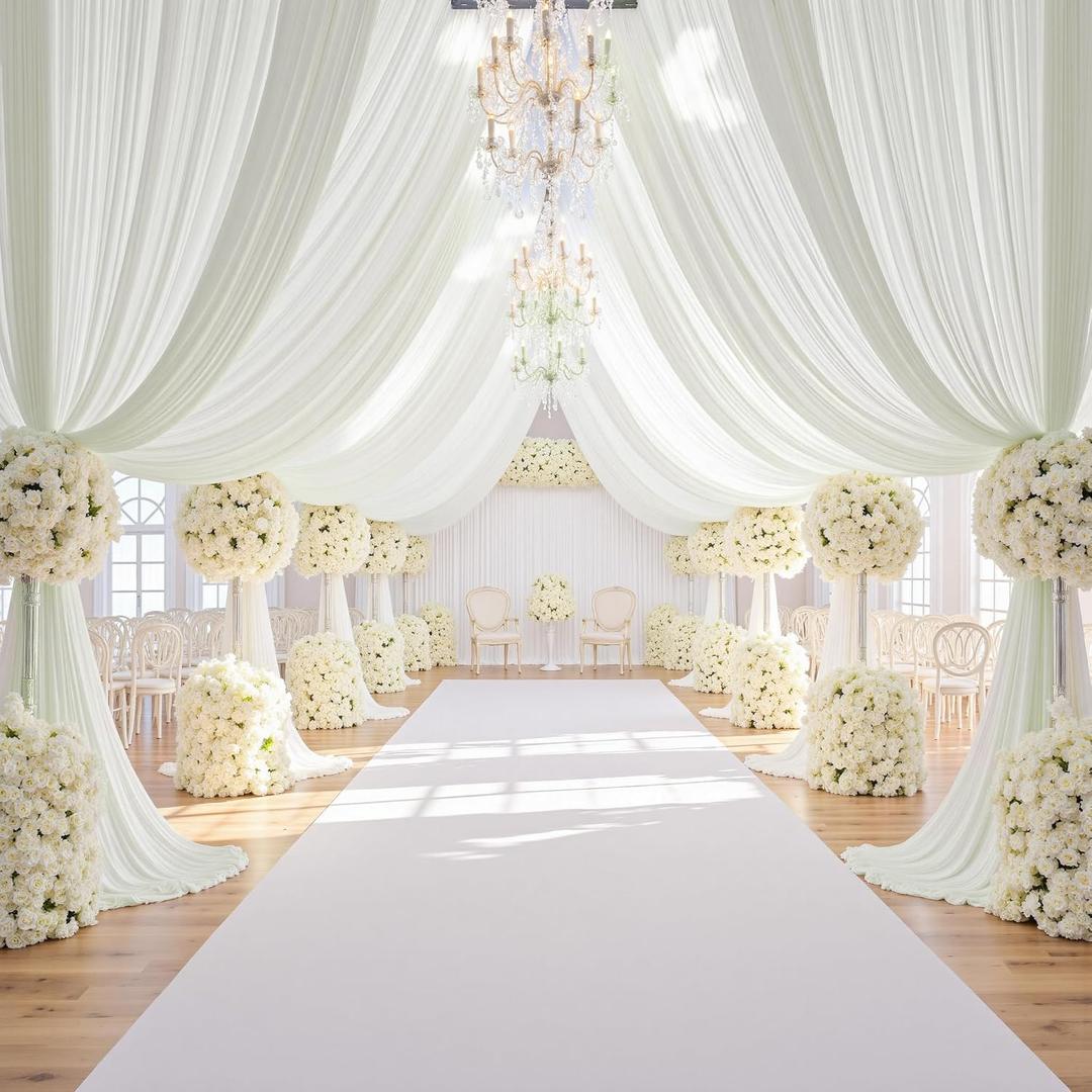 50ftx14ft Ivory Backdrop Curtain for Wedding Parties, W5' x H14'