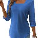 Women's 3/4 Sleeve Tops Square Neck Dressy Casual T-Shirt 2025 Trendy Fashion Business Shirt Fall Basic Tee Blouse (XL)