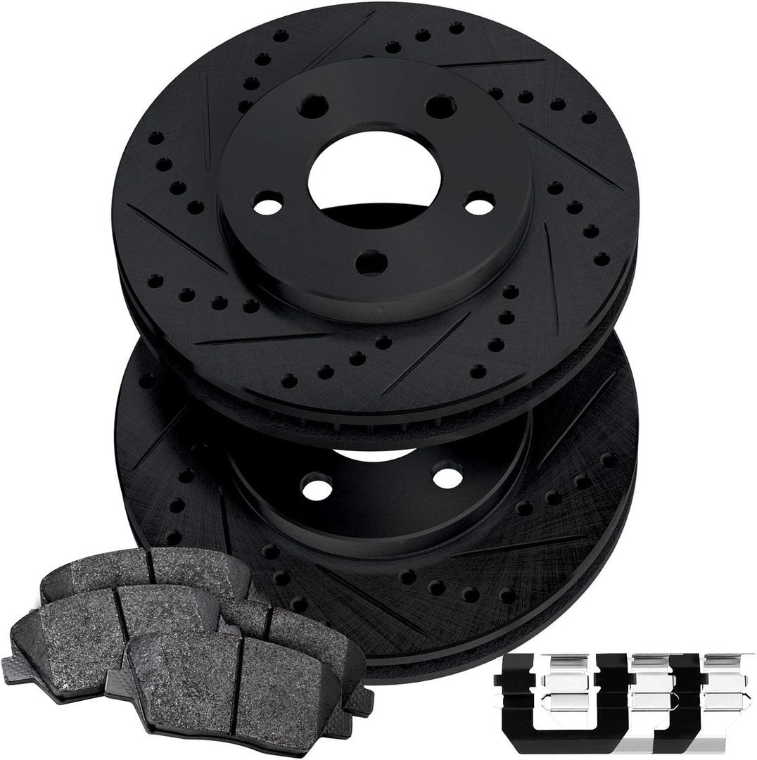 PowerSport Front Brakes and Rotors Kit |Front Brake Pads| Brake Rotors and Pads| Ceramic Brake Pads and Rotors |fits 2015-2021 Mercedes-Benz C300, C350e, C400, E300, E350, GLC300