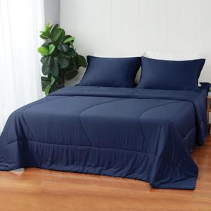 Bamboo Viscose Summer Comforter/Blanket - Ultra Soft & Breathable Comfort - Perfect Medium Weight for Snuggling Without Overheating - Stay Cool & Cozy All Night (King-106"90", Navy Blue)