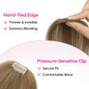 REECHO Human Hair Clip-in Hair Volumizer - 1PC 8 Inch Short Thick Hairpieces for Extra Volume, Easy Clip-in Wig for Thin & Fine Hair -Ash Brown