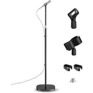 Microphone Stand, Universal Detachable Mic Floor Stand with Compact Weighted Base, Height Adjustable From 22 to 67, 2 Universal Mic Clips for Blue Yeti/Shure SM7B/Samson Q2U and More