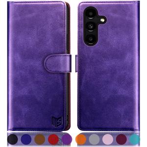 4 x SUANPOT for Samsung Galaxy S24 Plus/S24+ Wallet case with RFID Blocking Credit Card Holder,Flip Book PU Leather Protective Cover Women Men for Samsung S24Plus Phone case Purple