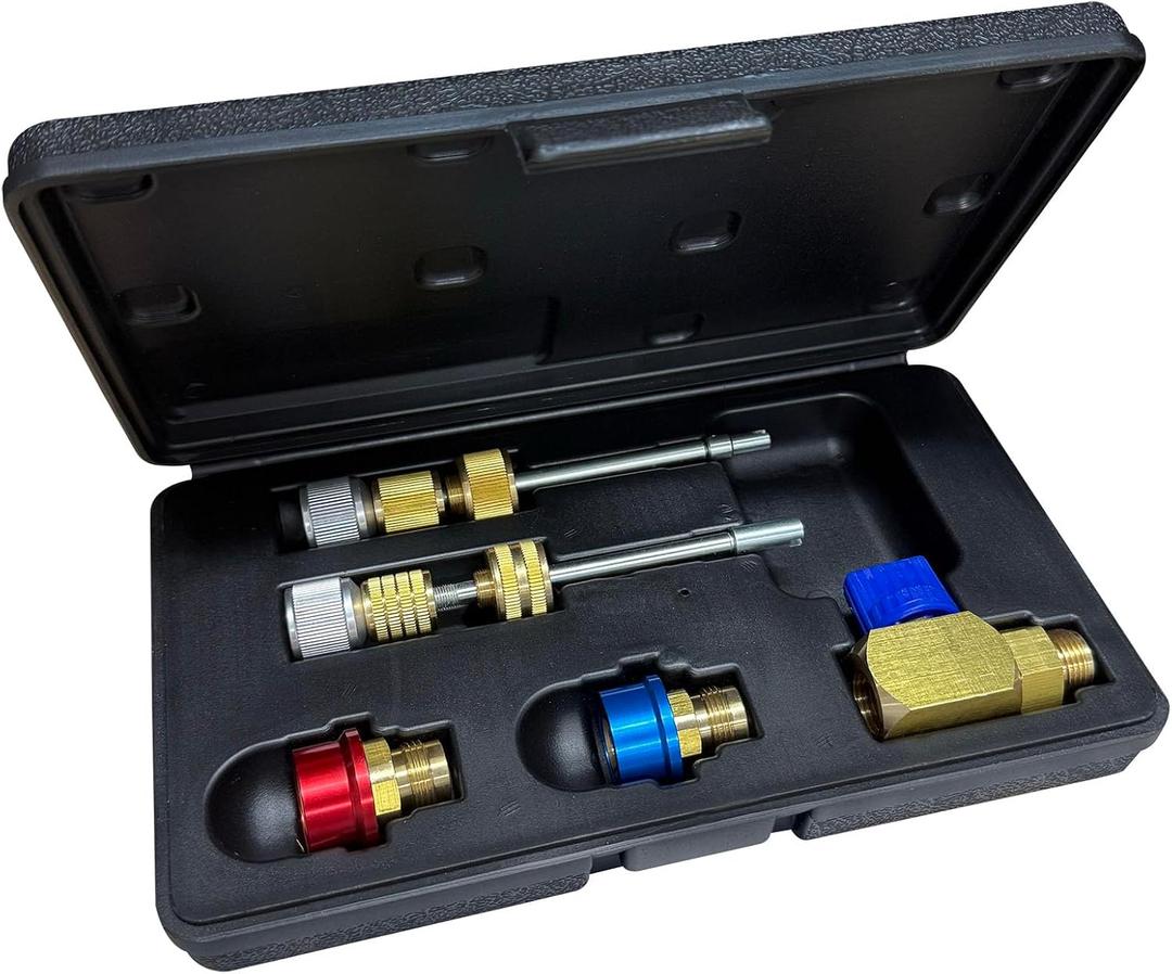 Mastercool 58560 Eaton R134a Valve Core Remover/Installer Kit – for 8mm and 10mm Eaton-Style Cores – Includes R134a Fittings and Storage Case