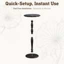STO'SENSE Black Round Side Table, Drink Table for Small Spaces,Modern Accent Nightstand w/Solid Wood Leg, Mid-Century Pedestal Sofa Table w/Classic Sculpted Design for Living Room,Tool-Free Assembly
