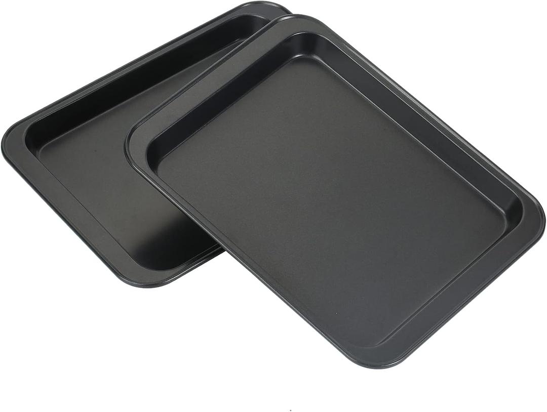 Baking Sheets Toaster Oven Pans, Cookie Sheets for Baking Tray Non Stick, Broiler Quarter Half Sheet Pan, Jelly Roll Pan Cake Pan Set for Cooking, Walooza Rimmed Cookie Sheets for Baking Nonstick