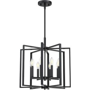 Leading Lighting 8 Light Farmhouse Chandelier Hanging Light Fixture Rustic Kitchen Island Lighting with Black Metal Frame for Entryway Dinning Room Bedroom