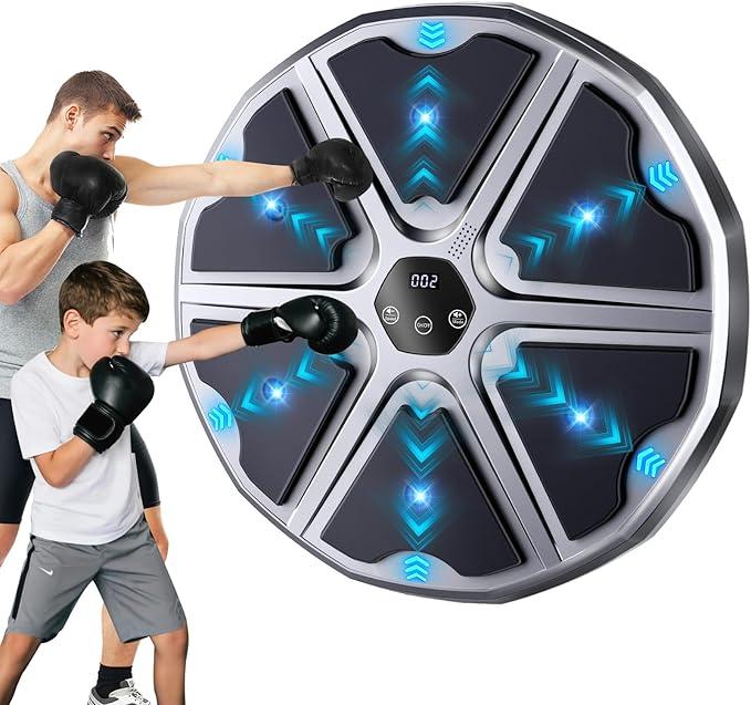 Music Boxing Machine, Smart Boxing Game, 17.5" Large Size, 9 Modes & Speeds, Wall Mounted Punching Machine with Gloves, Great Gift for Kids & Adults