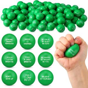 Shappy 72 Pcs Inspirational Stress Relief Balls Motivational Stress Ball Encouraging PU Bulk Balls for Adults Small Therapy Fidget Relief Toys for Valentines Gifts (Green)