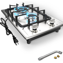 Gas Cooktop Stove 2 Burner, ANHANE 12 Inch Portable Stainless Steel LPG/NG Dual Fuel, Built-in Gas Stove, Ideal for RVs, Apartments, and Outdoor for Cooking