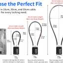 RESET-201 (4 Pack) 4 Digit Combination Padlock with 12 inch (30cm) Flexible Cable, Long Lock, Cable Lock for Trash Can, Locker, Luggage, Suitcase, Gun, Pistols, Helmet, 5mm Diameter, Black