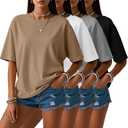 Neer 1Pack Women's Half Sleeve Top Elbow Length T Shirt Oversized Round Neck Cotton Tee Summer Casual Tops XL