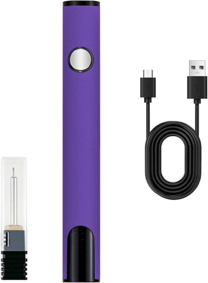 2025 Rechargeable Thread Burner kit Digital Thread Zapper Tool Burning Pen For Beading Leather Craft Sewing Weaving And Stringing Wooden Board Hot Stamping Molten Wax Carving(Purple)