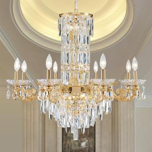 Gold Crystal Contemporary Chandelier Foyer Entryway Lighting, 14-Lights Luxury Chandeliers Fixtures for Staircase Grand Living Room Hallway Entry Dia 32.3 inch